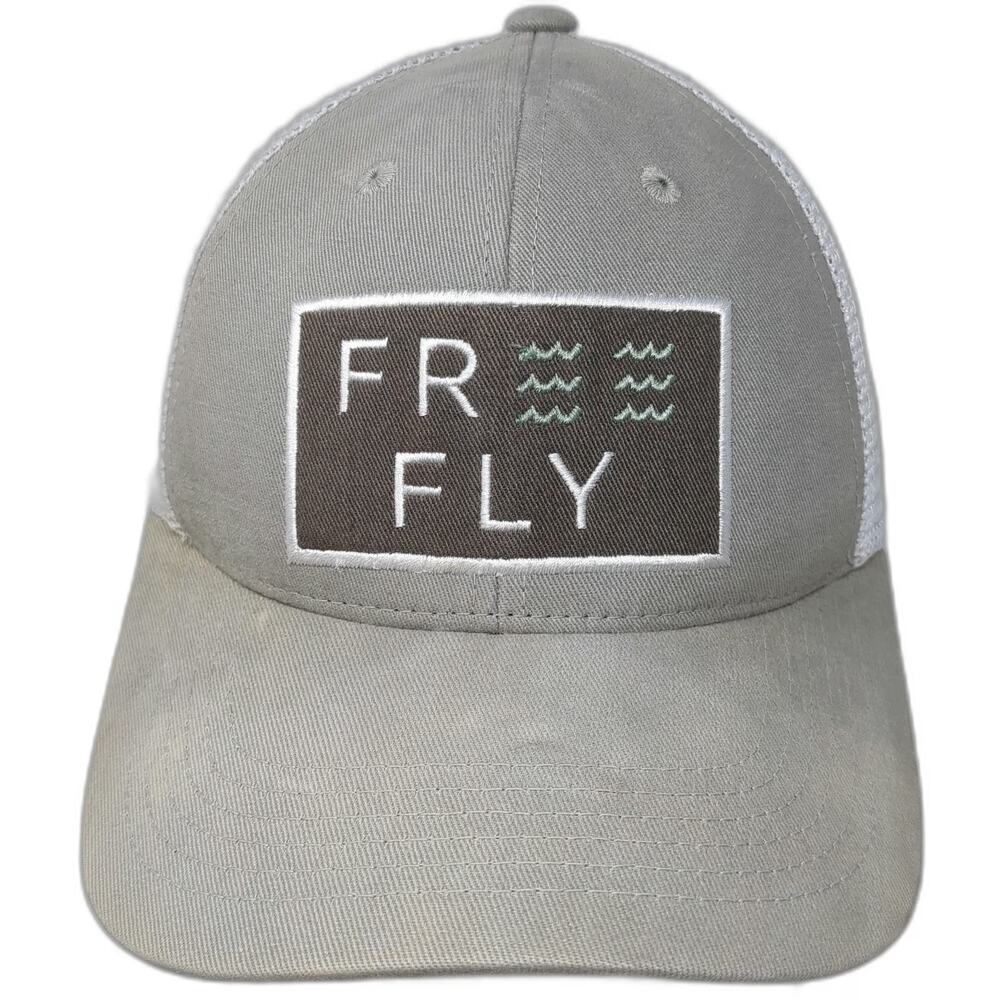 Free Fly Trucker Hat Gray One Size Mesh Back Snapback Embroidered Wave Patch